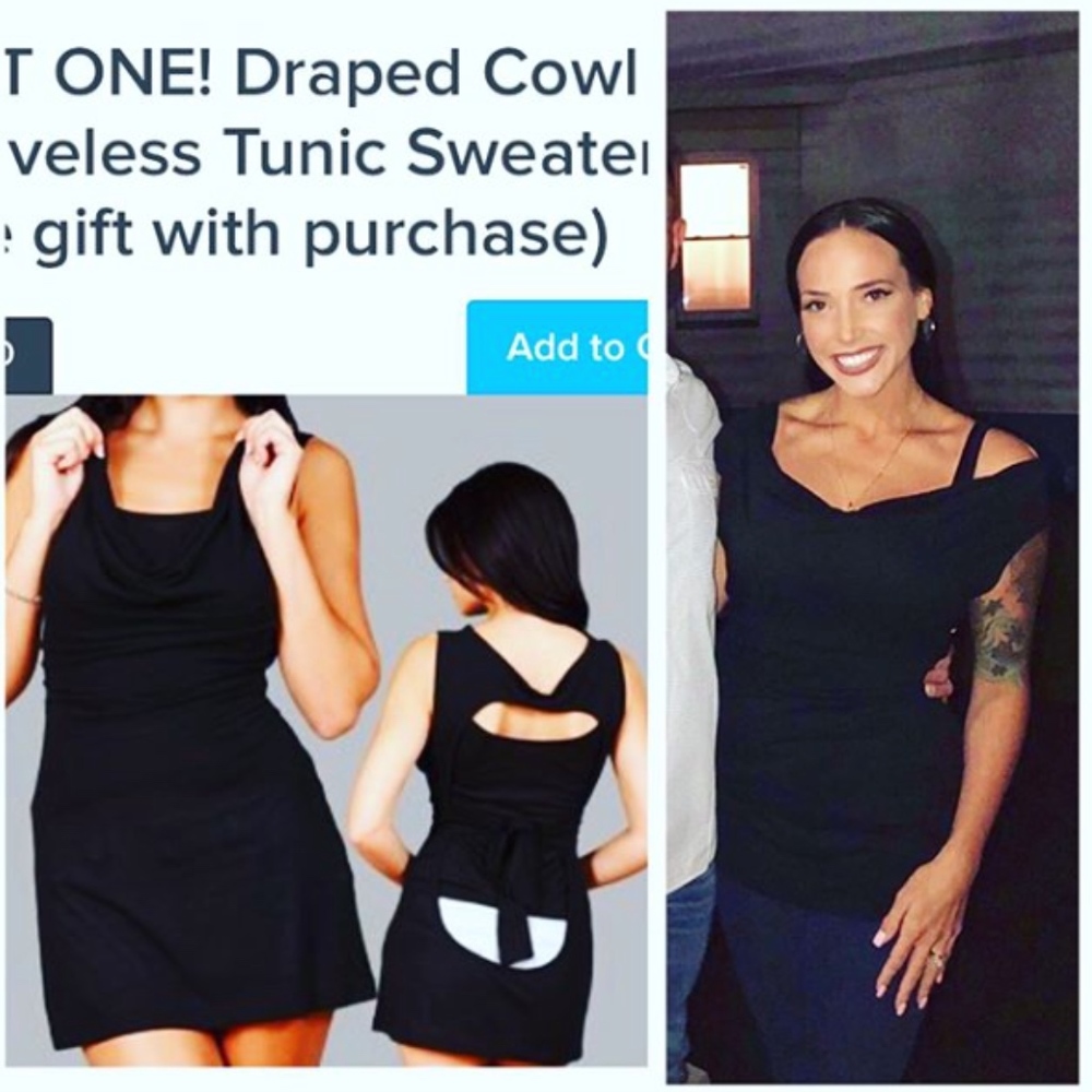 Draped Cowl Sleeveless Tunic Top Blouse